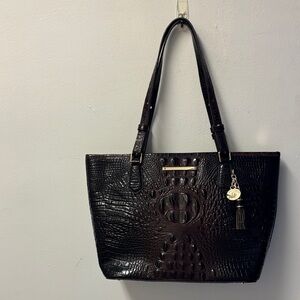 Brahmin Dark Brown Crocodile-Embossed Tote